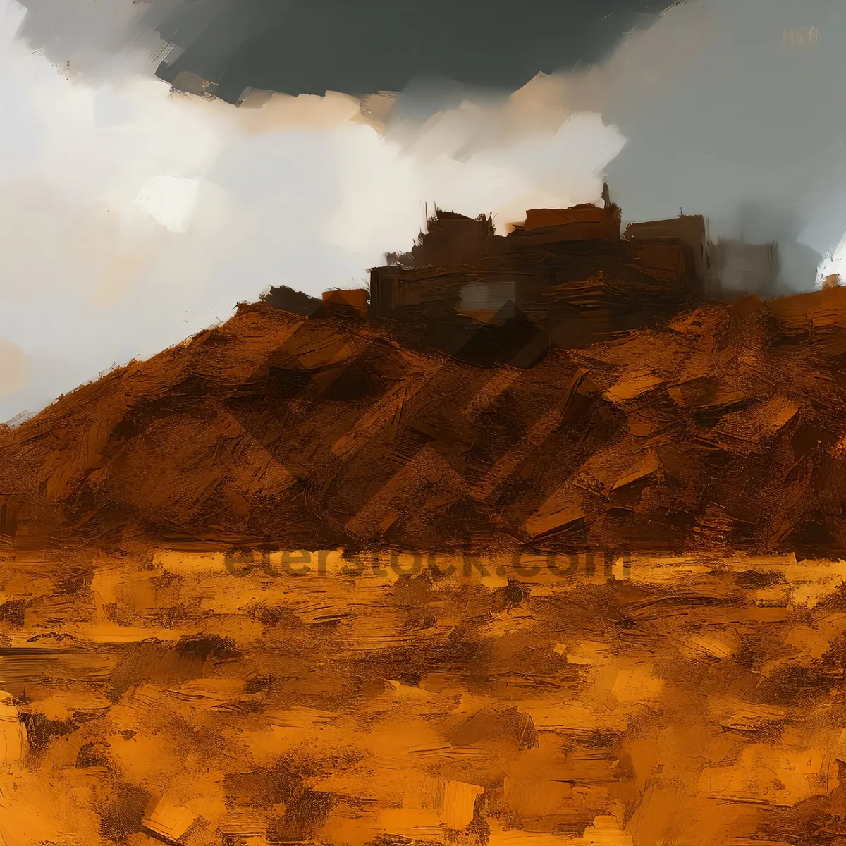 Picture of Orange skies over desert canyon at sunset