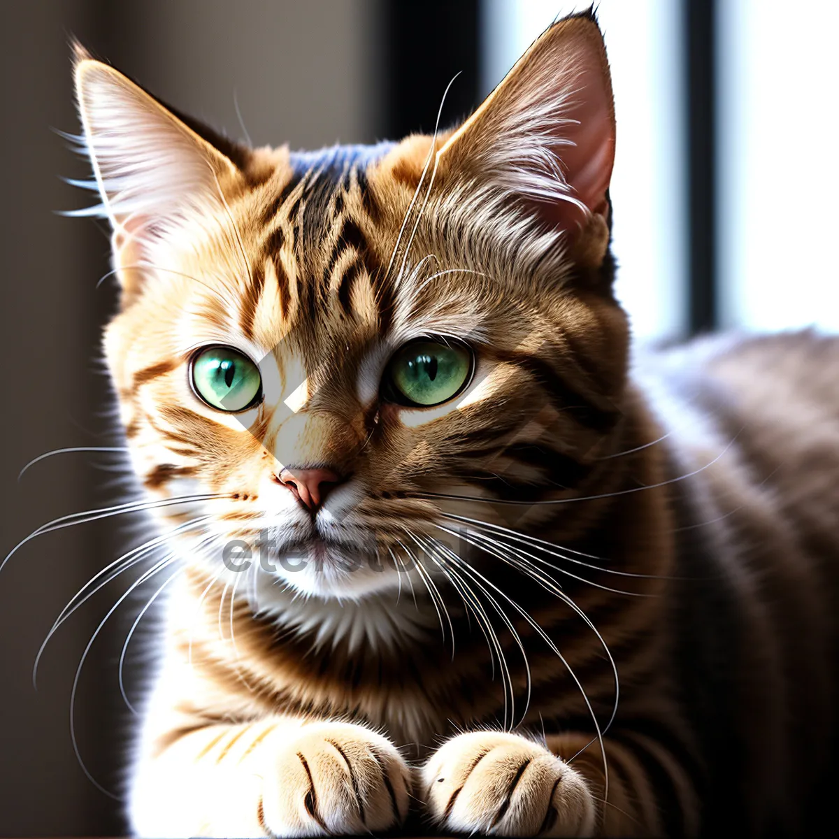 Picture of Adorable Domestic Tabby Kitty with Beautiful Eyes