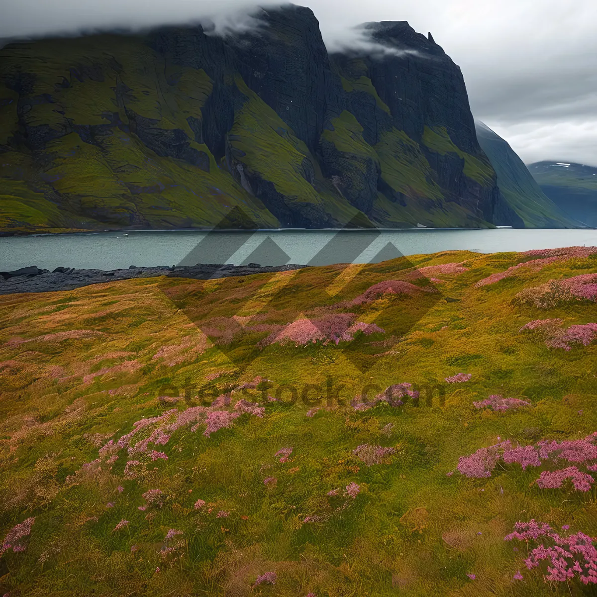 Picture of Scenic Coastal Mountain View over Azure Waters.