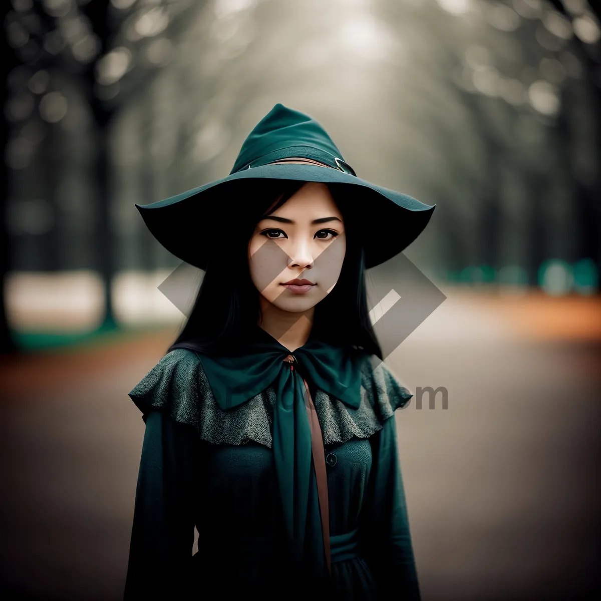 Picture of Smiling Graduate in Pretty Graduation Gown with Sorcerer's Cap