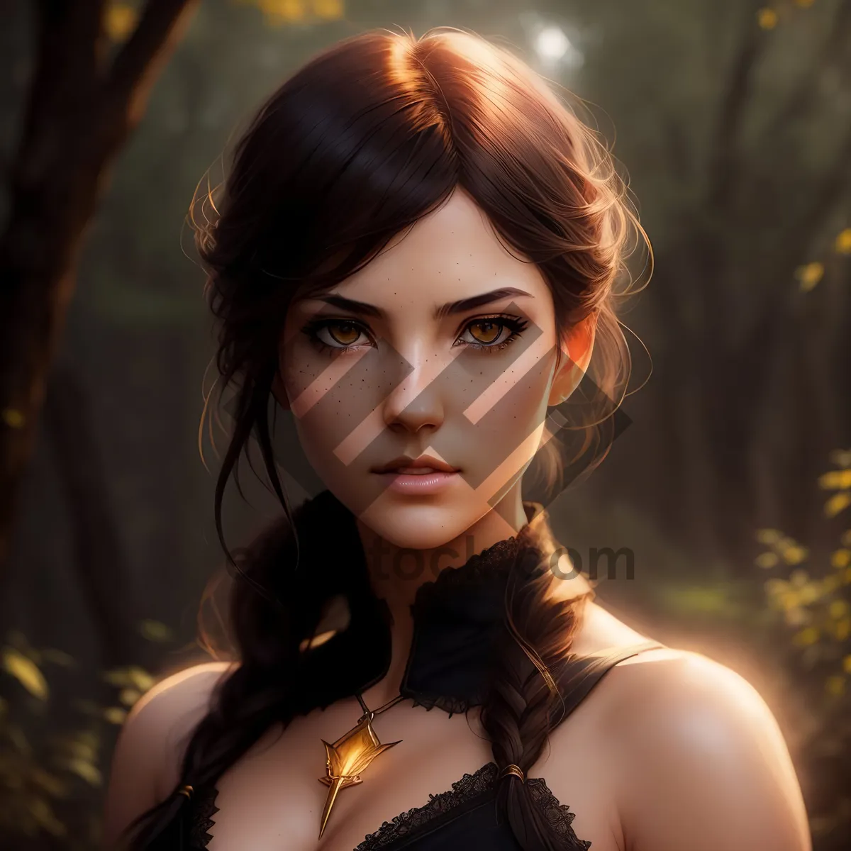 Picture of Sultry Brunette Smasher: Attractive Model with Elegant Fashion Style.