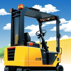 Yellow industrial forklift transporting heavy cargo