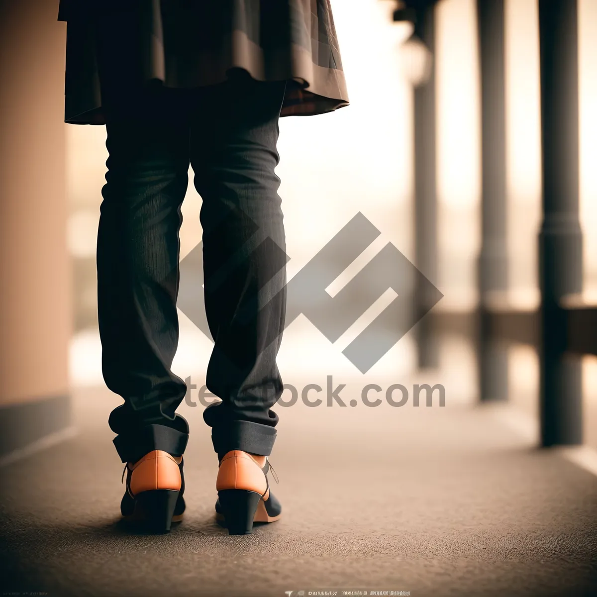 Picture of Silhouette of man walking in urban city.