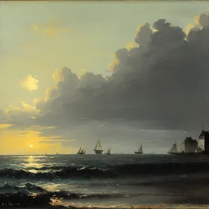 Golden Coastline Silhouette at Sunset