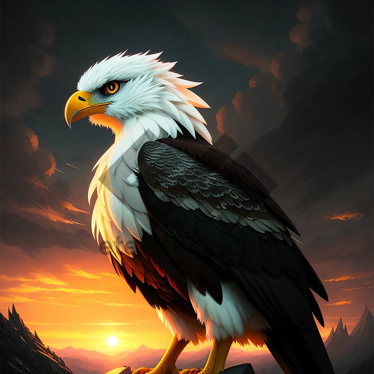 Picture of Feathered Hunter: Majestic Bald Eagle Spreading Wings