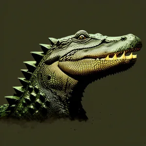 Close-up of Wild Iguana's Scaly Head in Water