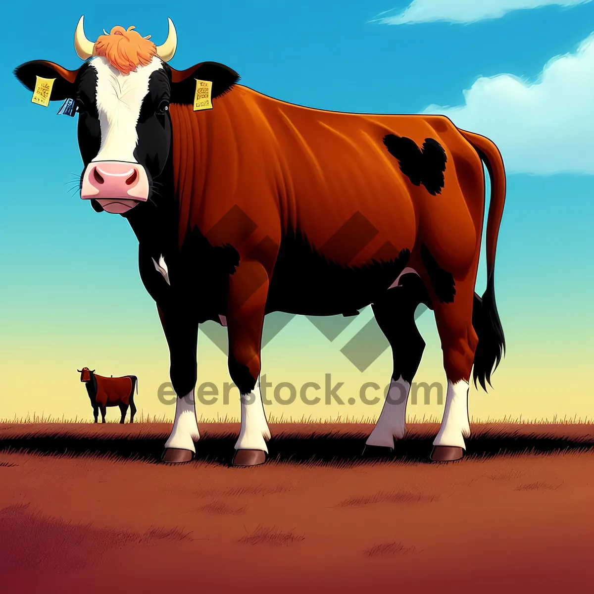 Picture of Rural Ranch Horses Grazing on Meadow