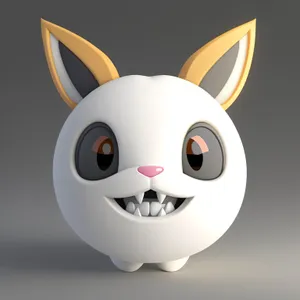 Cute Funny Rabbit Cartoon Character with Happy Expression