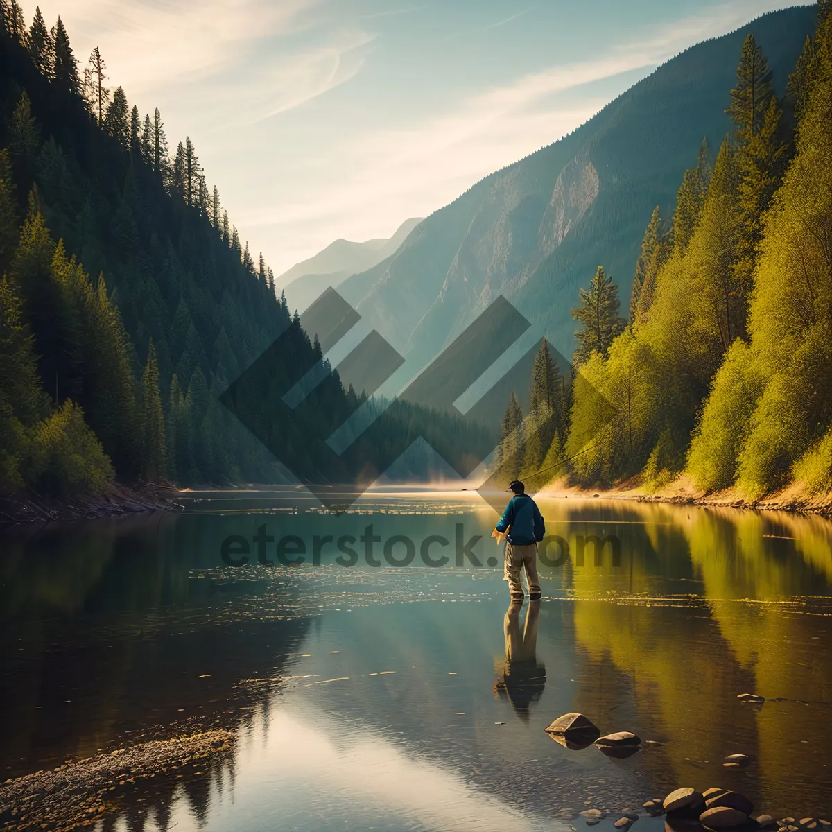 Picture of Serene Reflections: Majestic Mountain Lake Landscape