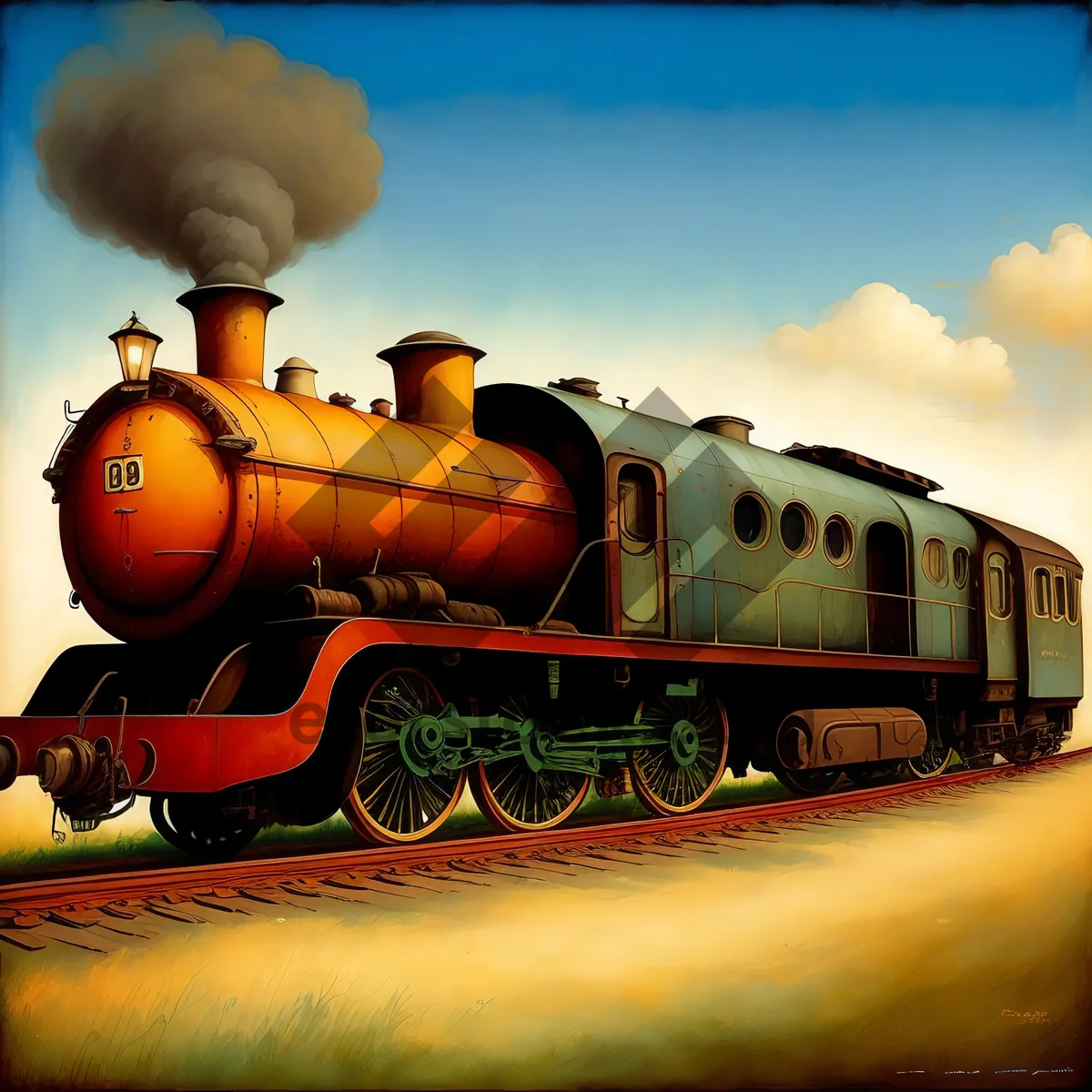 Picture of Vintage Steam Locomotive on Railway Track