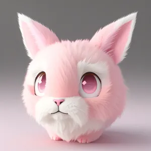 Fluffy white bunny with cute whiskers.