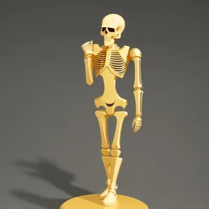 Golden skeletal spine anatomy in 3D image