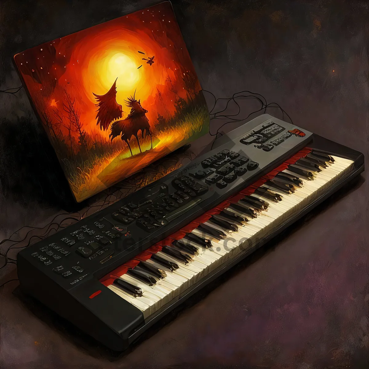 Picture of Black Keyboard: Classic Synthesizer for Musical Instrument Enthusiasts