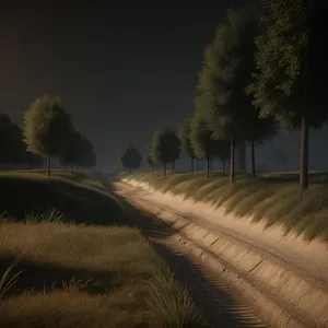 Serene Countryside Drive Under Clear Blue Sky