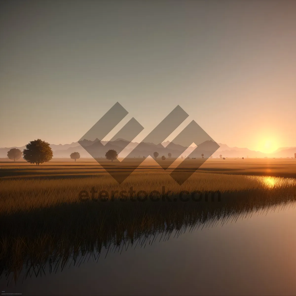 Picture of Serenity at Sunset: Majestic Lake Reflection