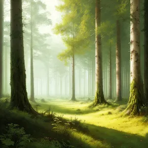 Serene Forest at Sunrise