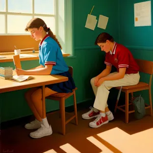 Professional teacher teaching in classroom.