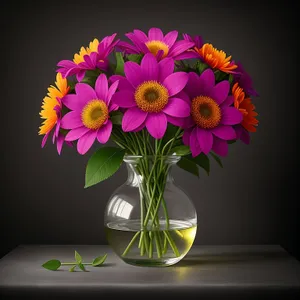 Vibrant Spring Bouquet: Colorful Blooming Flowers in a Vase
