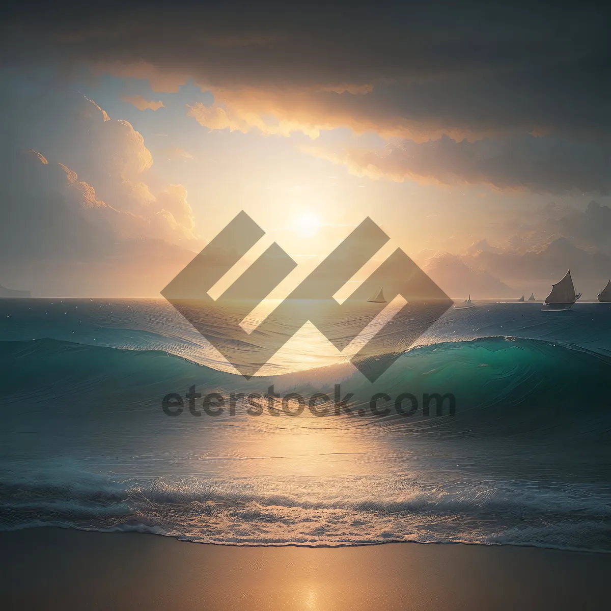 Picture of Golden Horizon: A Serene Sunset over the Ocean