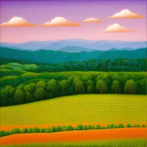 Vibrant Countryside Horizon: A Colorful Summer Landscape