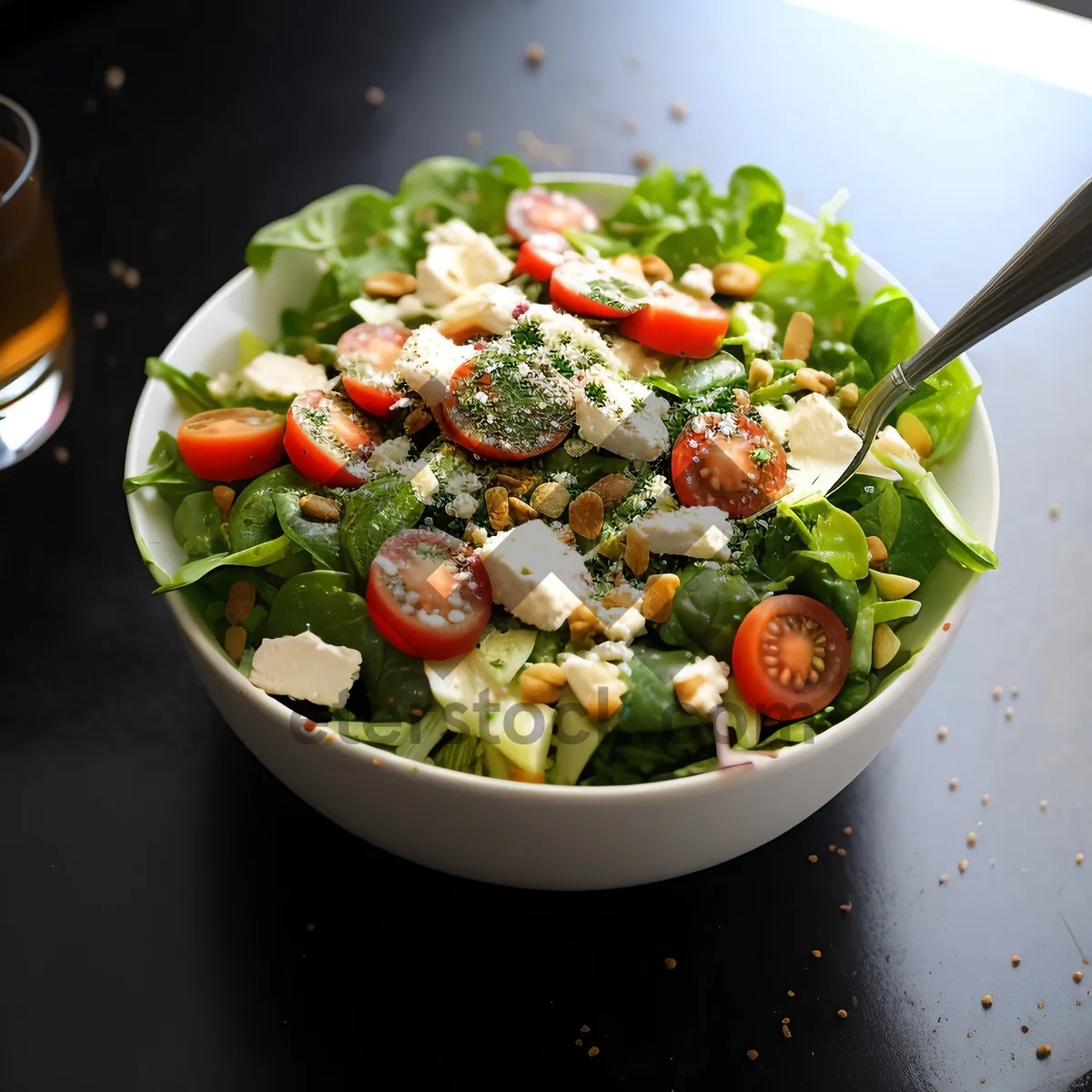 Picture of Delicious Vegetable Salad with Cheese and Chickpeas