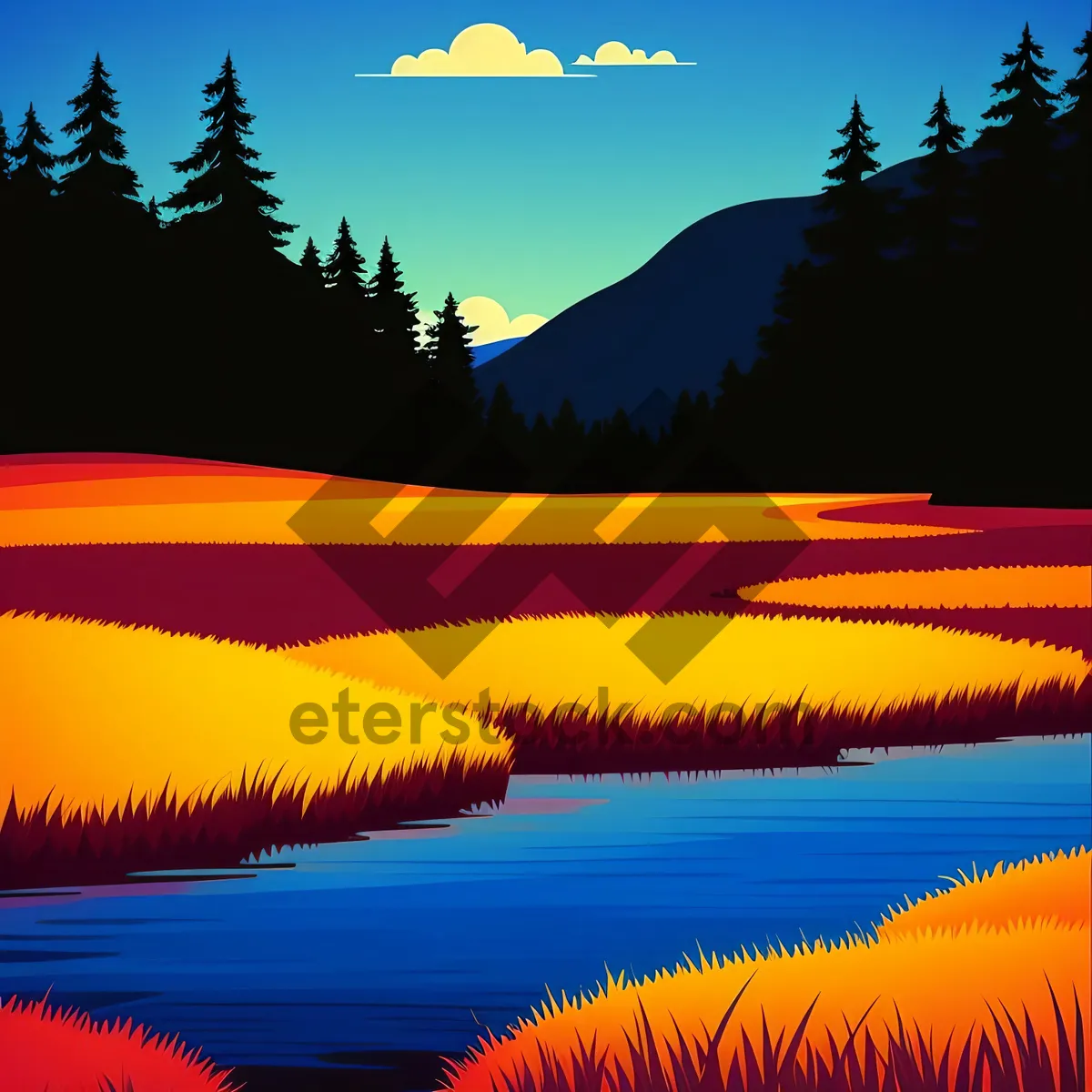 Picture of Serene Sunset Over Pristine Lake