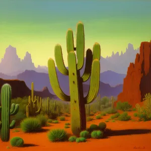 Colorful Spring Cactus Blossom Against Desert Sky