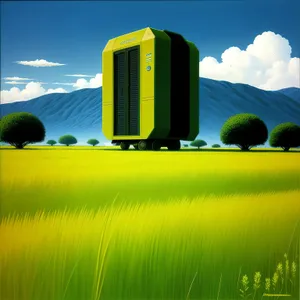 Idyllic Farming Landscape under Clear Blue Sky.