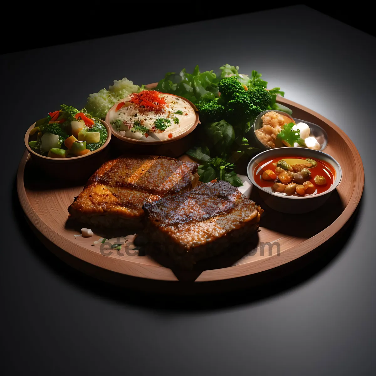 Picture of Tasty gourmet plate with healthy vegetables and cheese