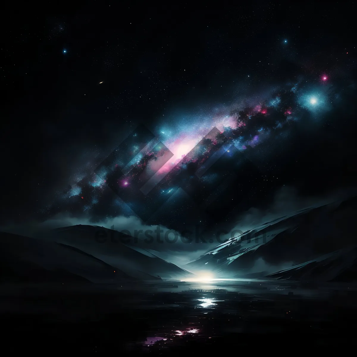 Picture of Dark Fantasy Universe Graphic Wallpaper with Celestial Bodies