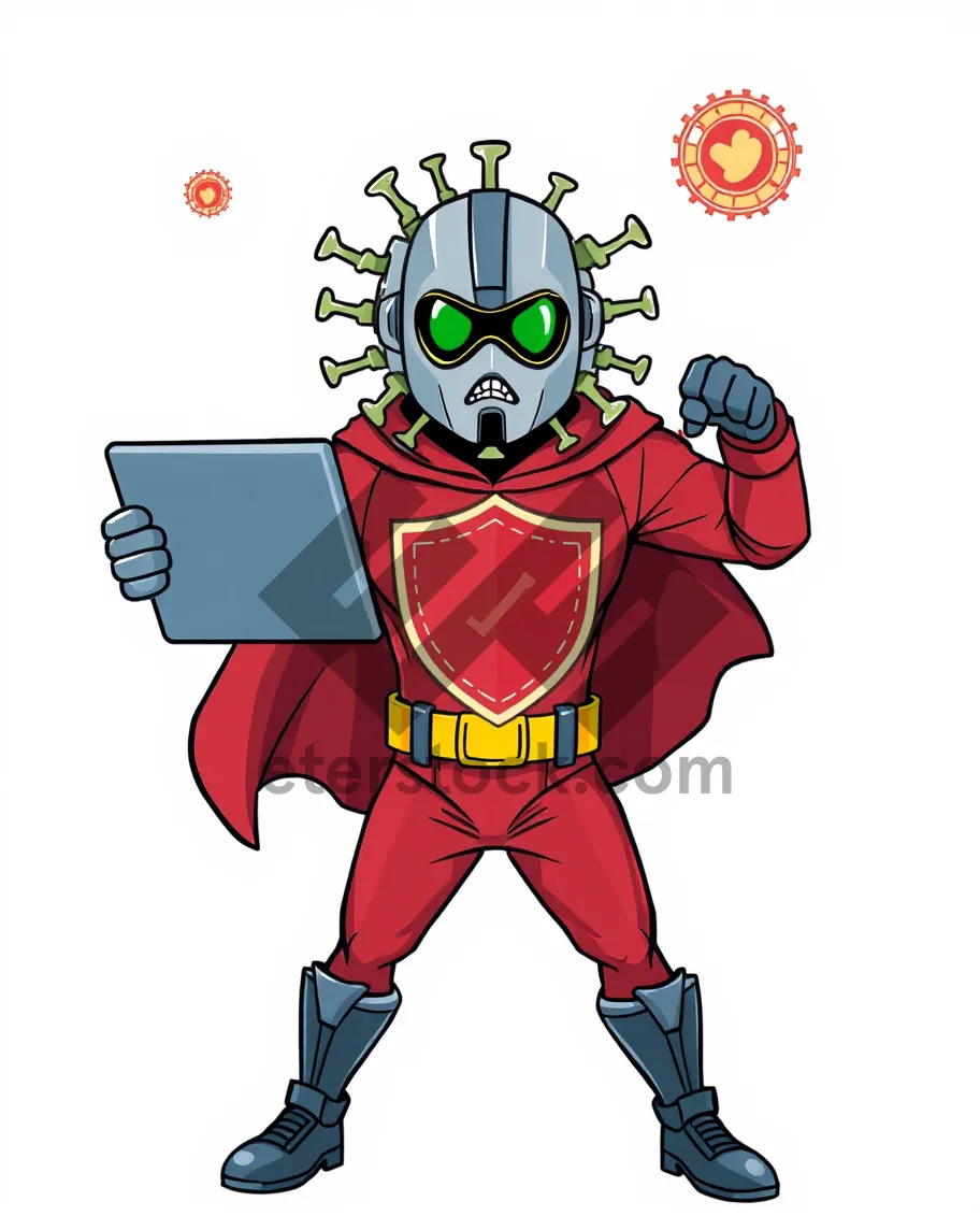 Picture of Superhero cartoon man with cape - clip art.