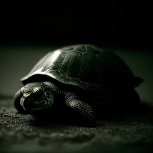 Slow and steady turtle with a shell