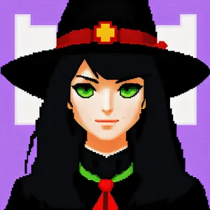 Attractive Lady in Stylish Black Hat and Cloak