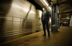 Modern city subway station with motion blur