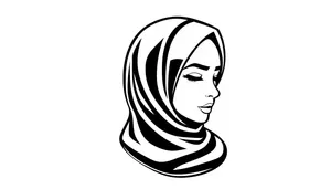 Cartoon housewife with stylish haircut and artistic face
