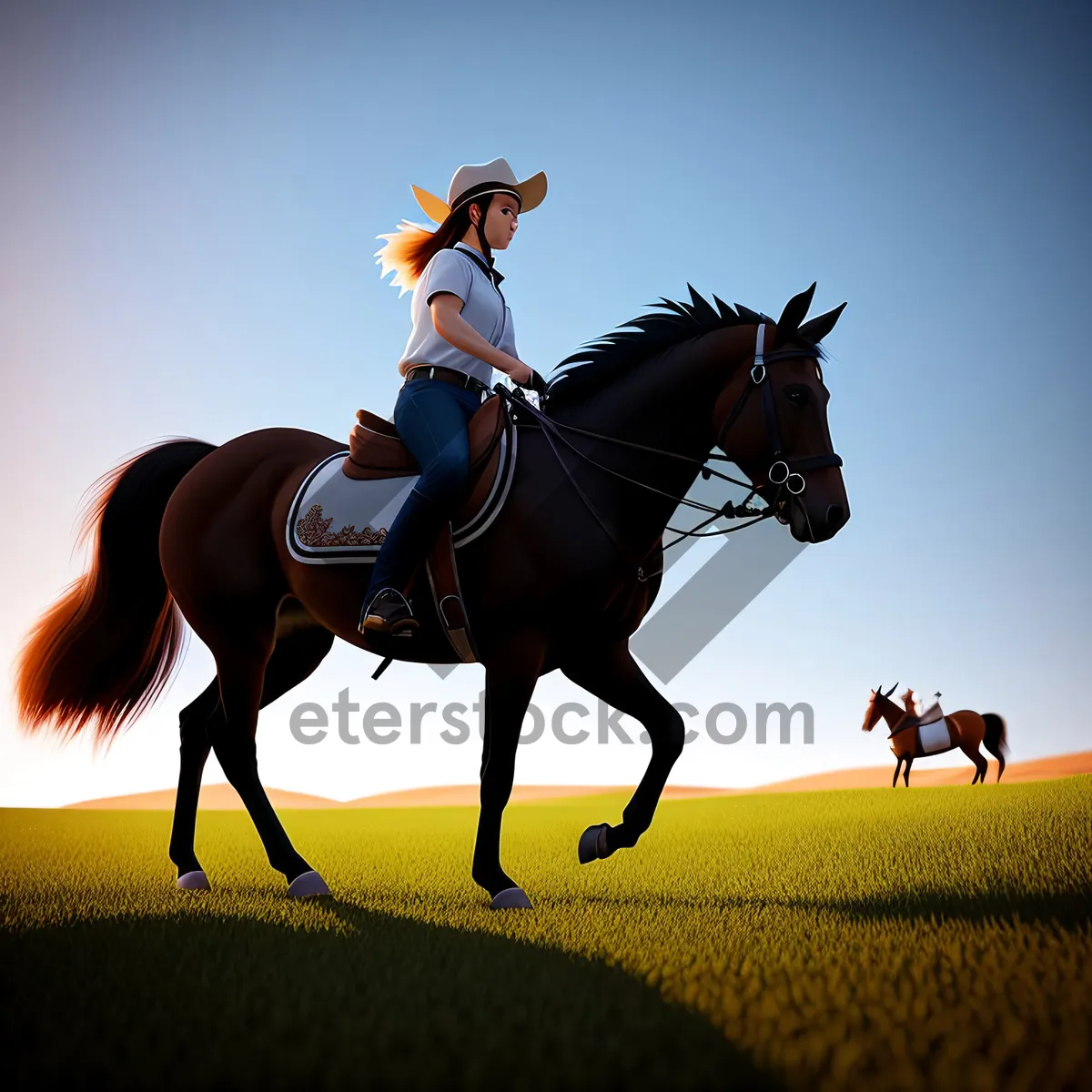 Picture of Graceful Thoroughbred Stallion in Equestrian Field