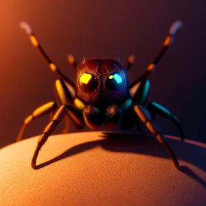 Close-up of Black Widow Spider on Green Plant