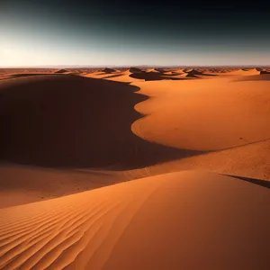 Sizzling Sands: A Sun-kissed Desert Landscape at Sunset