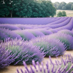 Lavender Field Blooming in Vibrant Purple