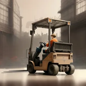 Industrial Forklift Transporting Heavy Cargo on Road