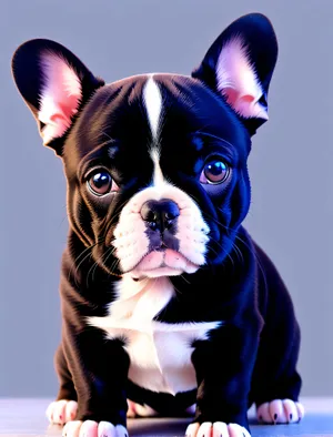 Adorable Terrier Bulldog Puppy - Cute Wrinkled Studio Portrait