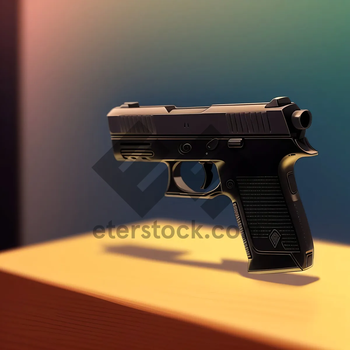 Picture of Metallic Security Pistol: Handheld Danger for Crime Prevention