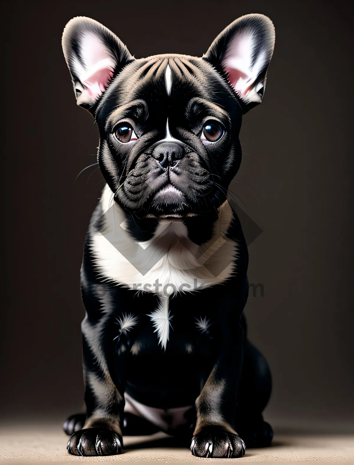 Picture of Adorable Studio Portrait of a Wrinkle-faced Bull Terrier