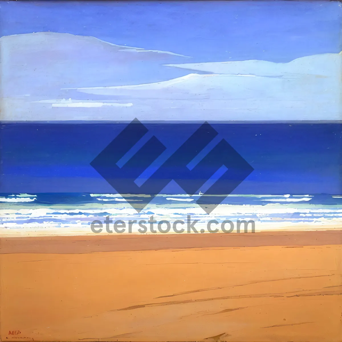 Picture of Turquoise wave crashing on sandy beach