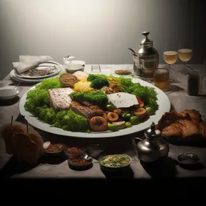 Healthy vegetable salad plate for gourmet lunch.