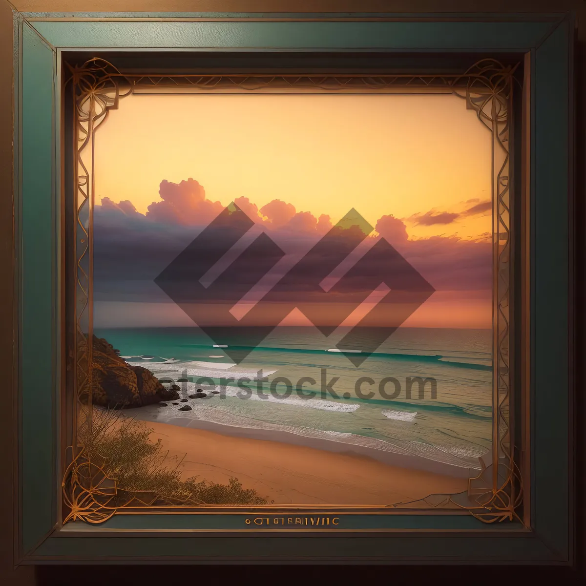 Picture of Serenity in the Sunset: Coastal Landscape with Sea and Sun