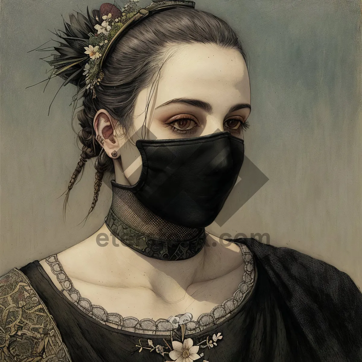 Picture of Black-masked Fashion Model - Alluring & Mysterious Adult Lady