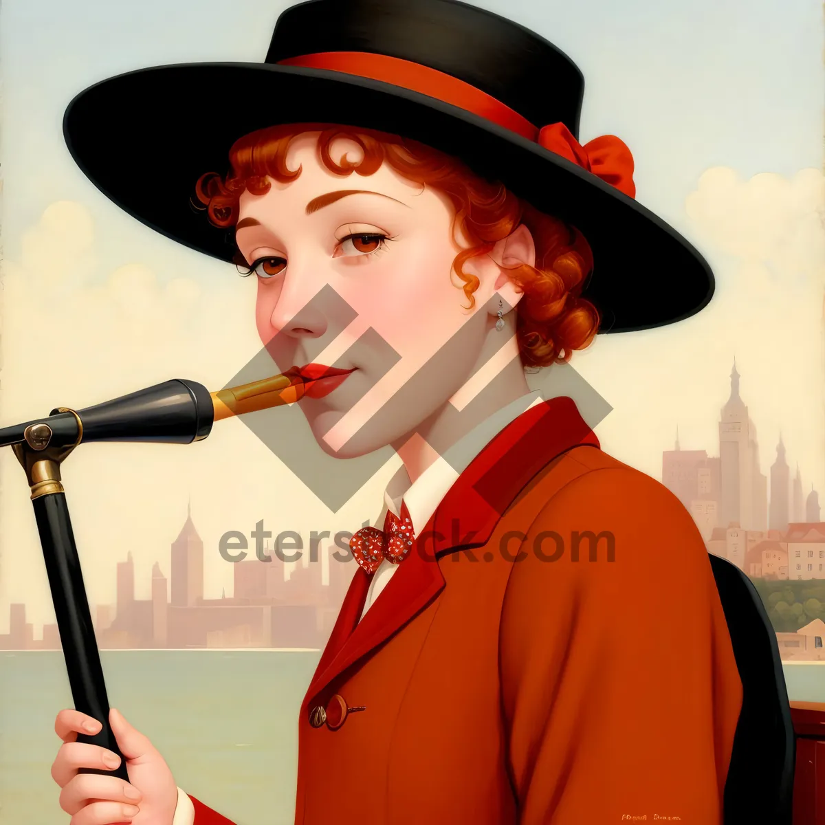 Picture of Beautiful Flute-playing Entertainer Captivating the Audience