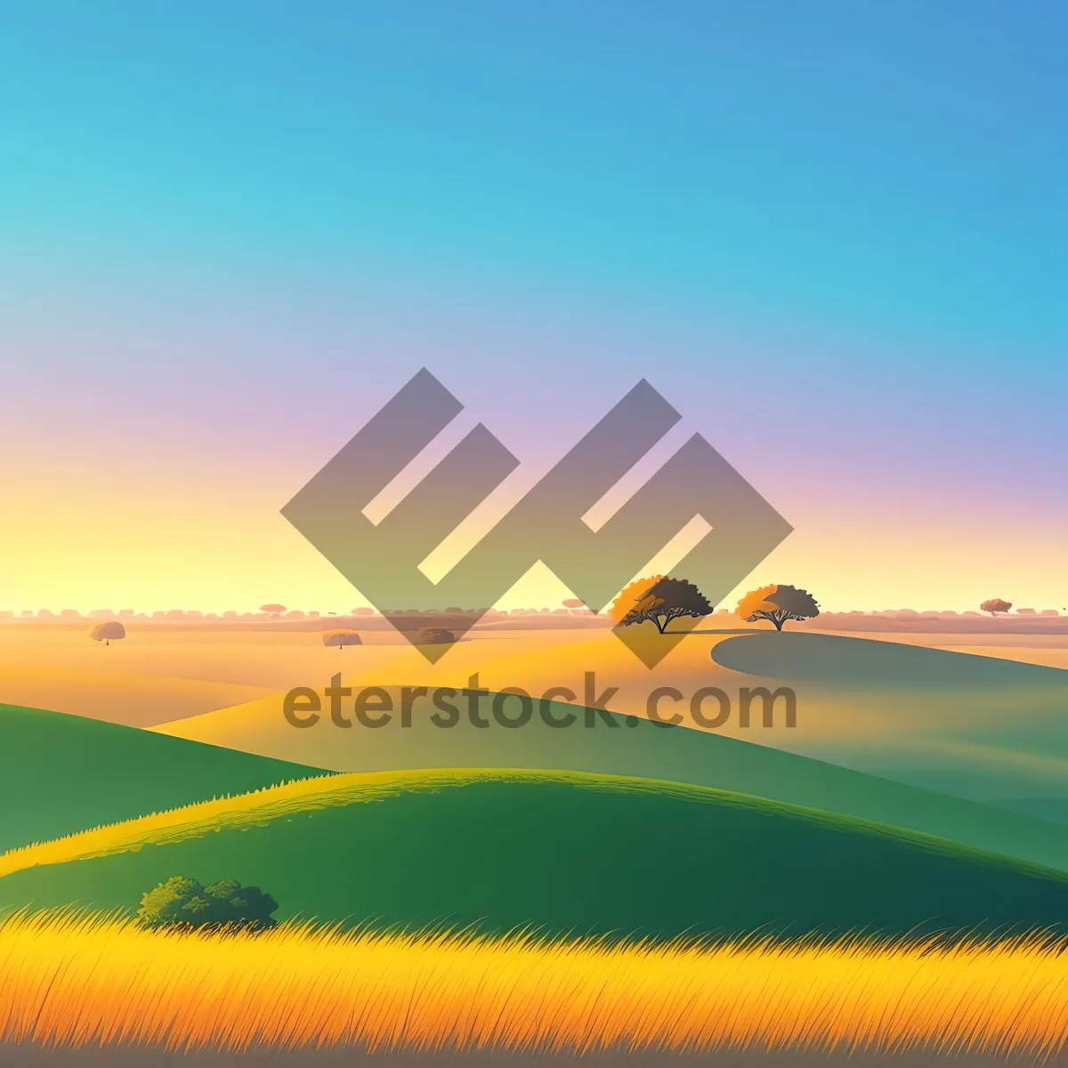 Picture of Serene Summer Countryside Horizon over Meadow