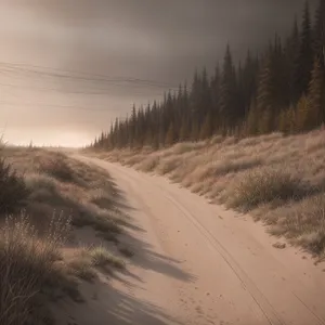 Winter Wonderland: Majestic Dune Landscape Surrounded by Snow-Covered Trees